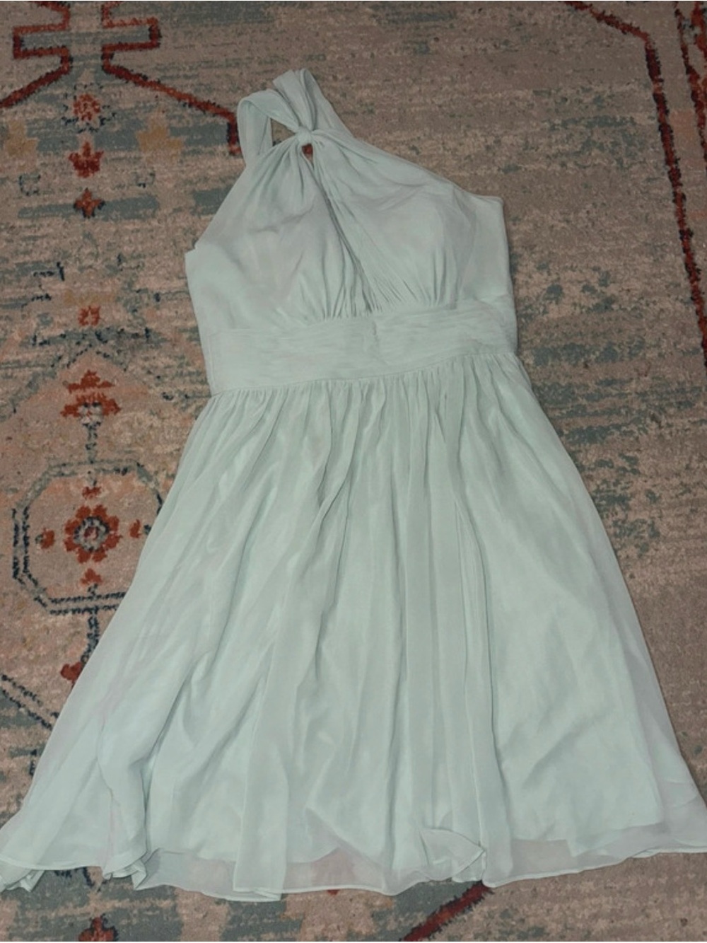 One-Shoulder Chiffon Cocktail Dress in Mint